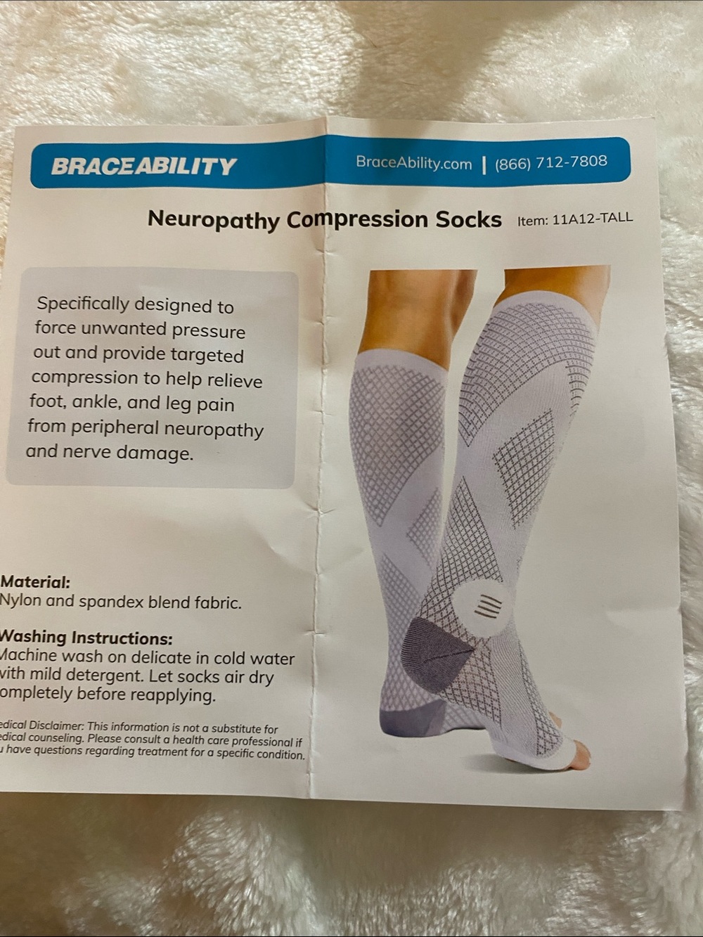BraceAbility Compression Tall Gray Socks Size M 6 pairs - Picture 2 of 5